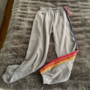 Aviator Nation grey sweatpants with track stripe